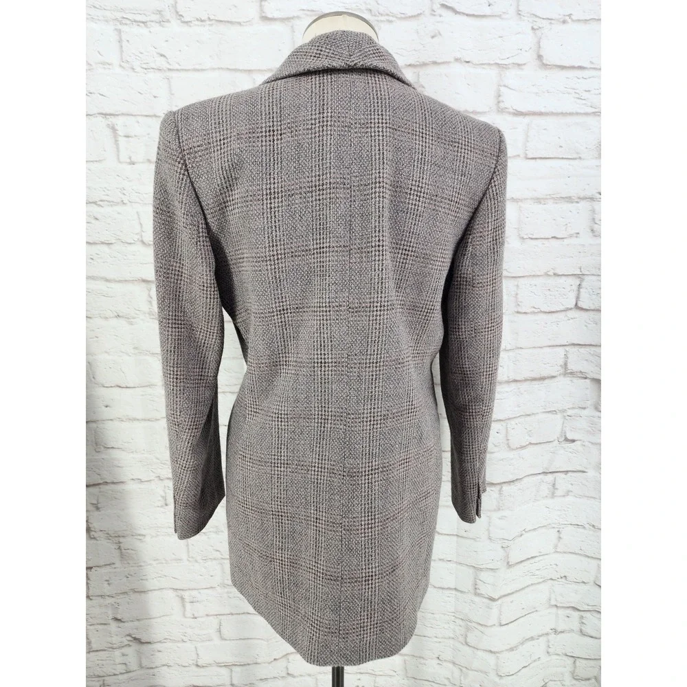 Vintage Longline Blazer Plaid 8 Academia Heritage‎ Wool Blend Jacket Career Work